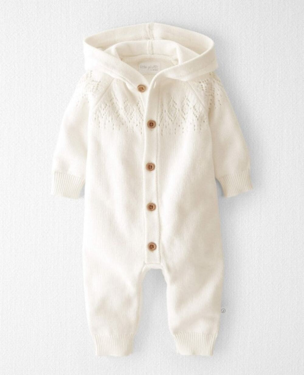 Little Planet Organic Cotton Baby Sweater Knit Pointelle Jumpsuit 18M Cream